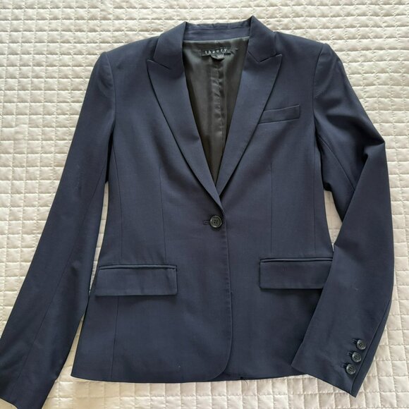 Theory Blazer Classic Navy 1 Button Size 6 - Picture 1 of 7